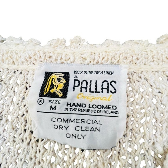 Vintage‎ A Pallas Original Irish Linen Cream Women’s Button Cardigan Sweater MED - Picture 8 of 15
